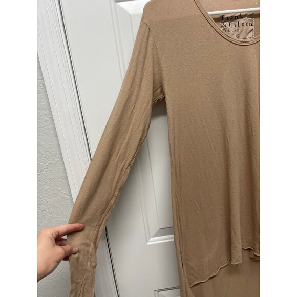 Frank & Eileen Tee Lab High Low Long Sleeve top light brown size small NWOT - Picture 3 of 8